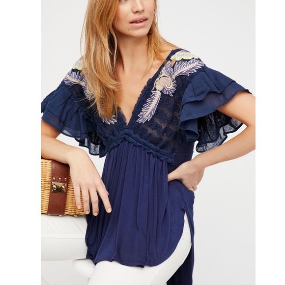 Free People Tops - Free People Fiesta Nueva Embroidered Tunic XS